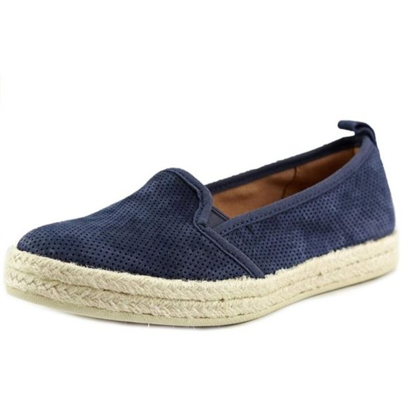 Clarks Azella Major Suede Navy Flat Loafer Shoes - Picture 1 of 9